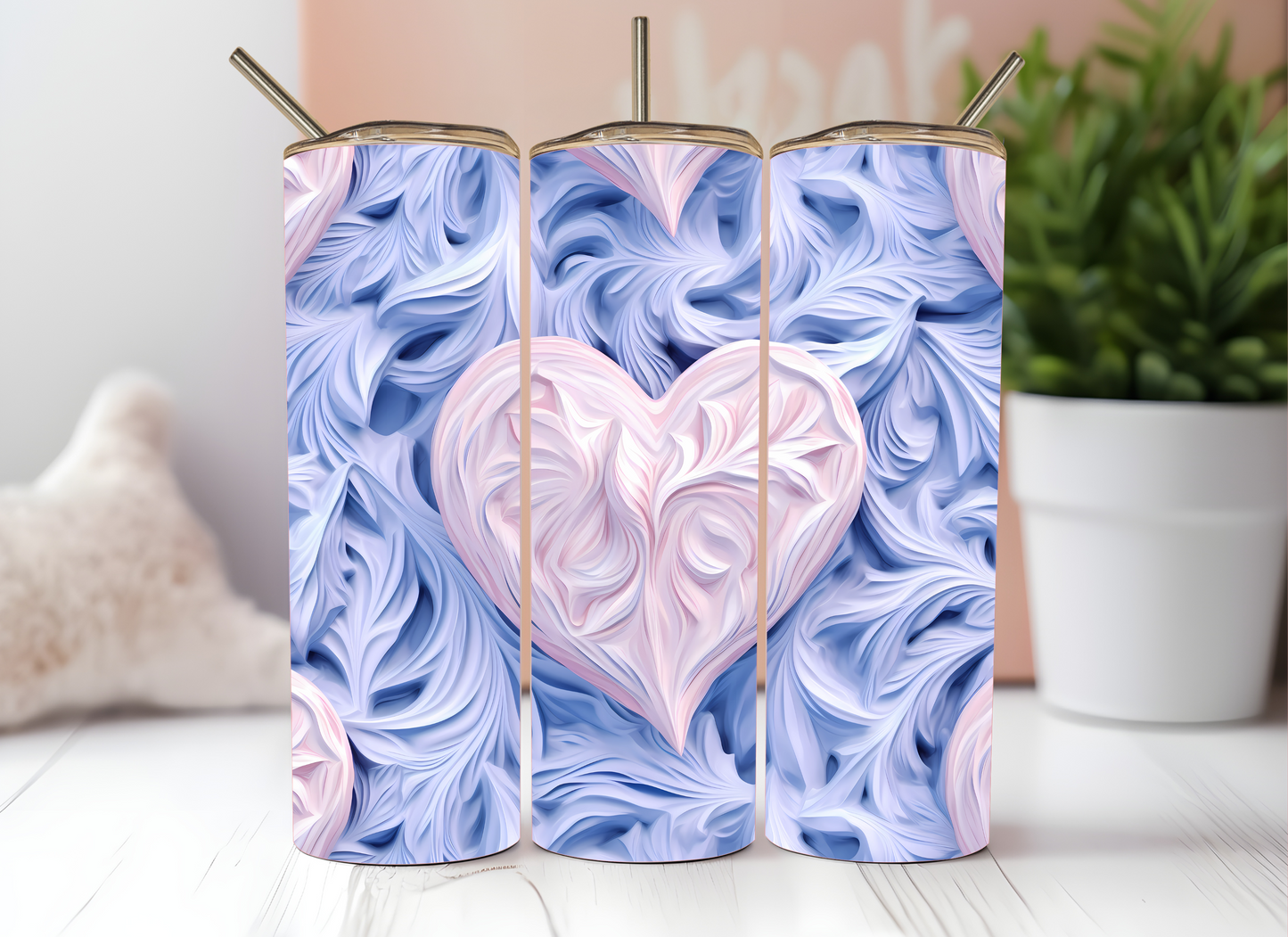 3D Pink Heart Lavender